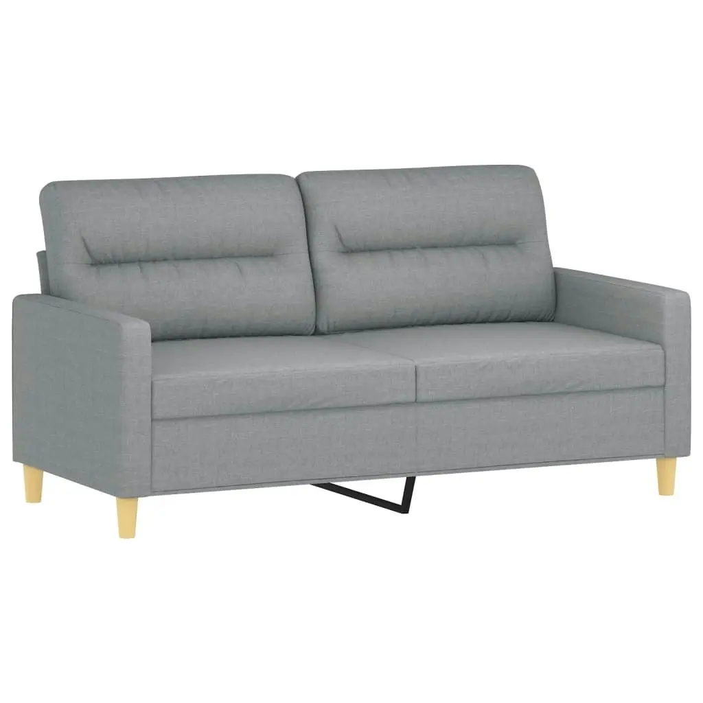 2-Seater Sofa with Throw Pillows Light Grey 140 cm Fabric 3200821