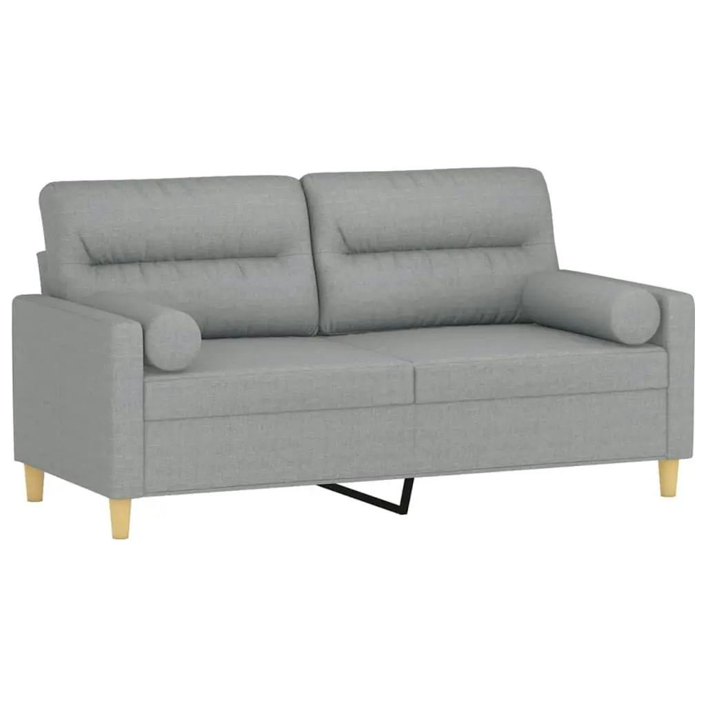 2-Seater Sofa with Throw Pillows Light Grey 140 cm Fabric 3200821