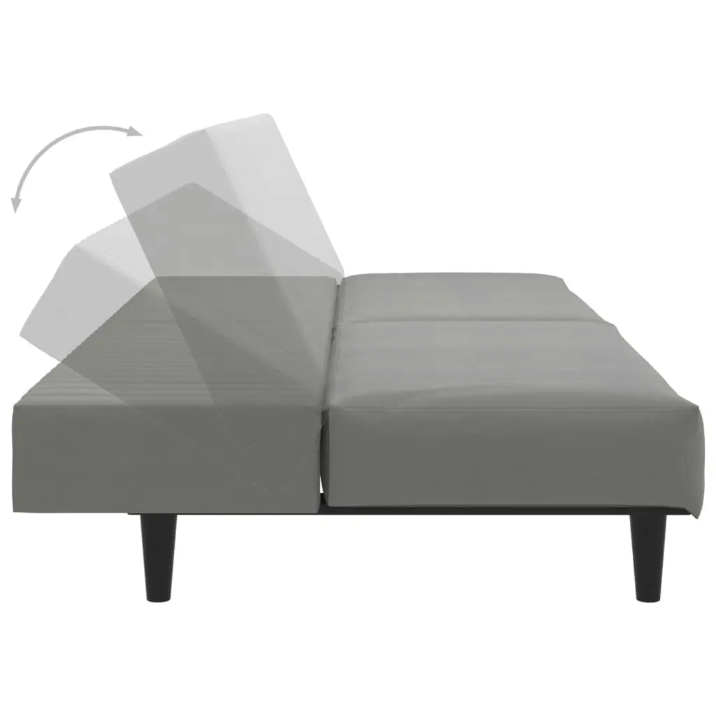 2-Seater Sofa Bed Light Grey Velvet 375926