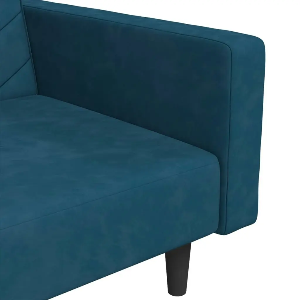 2-Seater Sofa Bed with Two Pillows Blue Velvet 375917