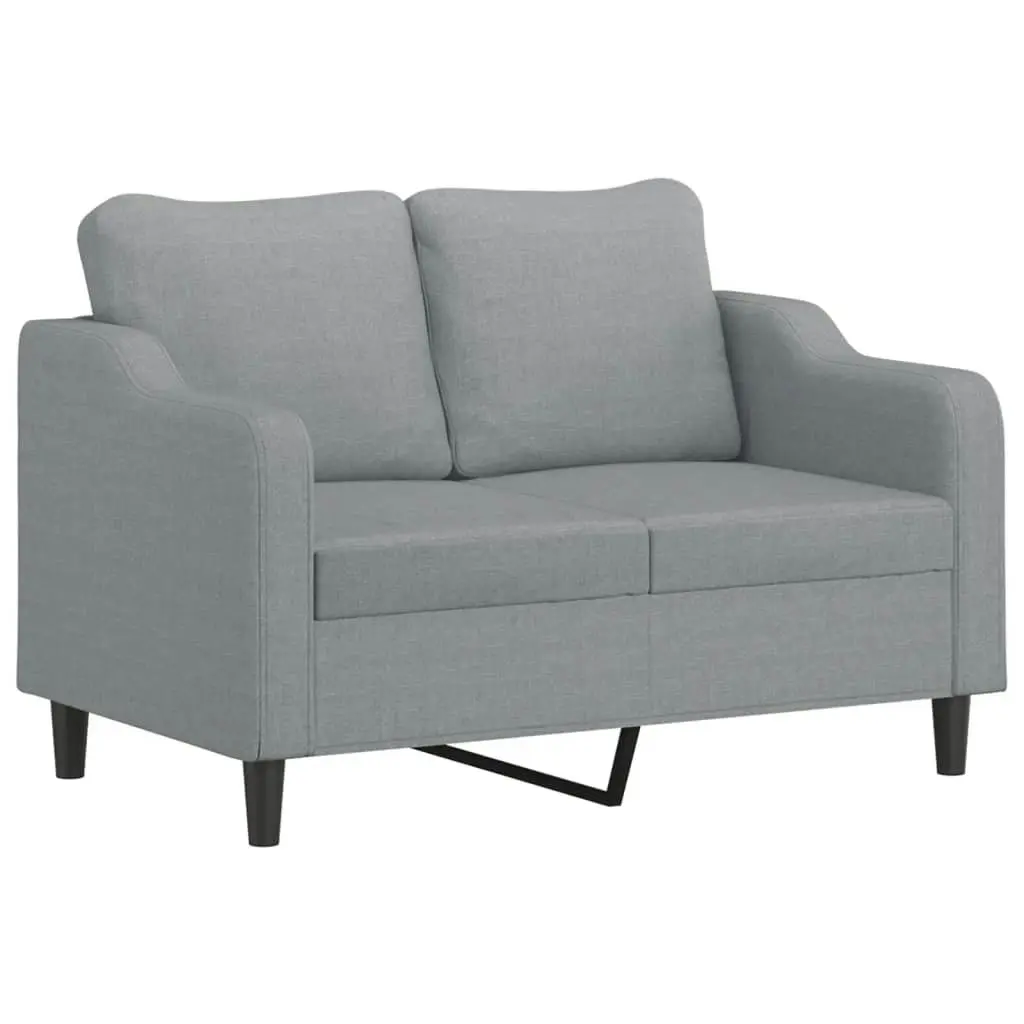 2-Seater Sofa with Throw Pillows Light Grey 120 cm Fabric 3200837