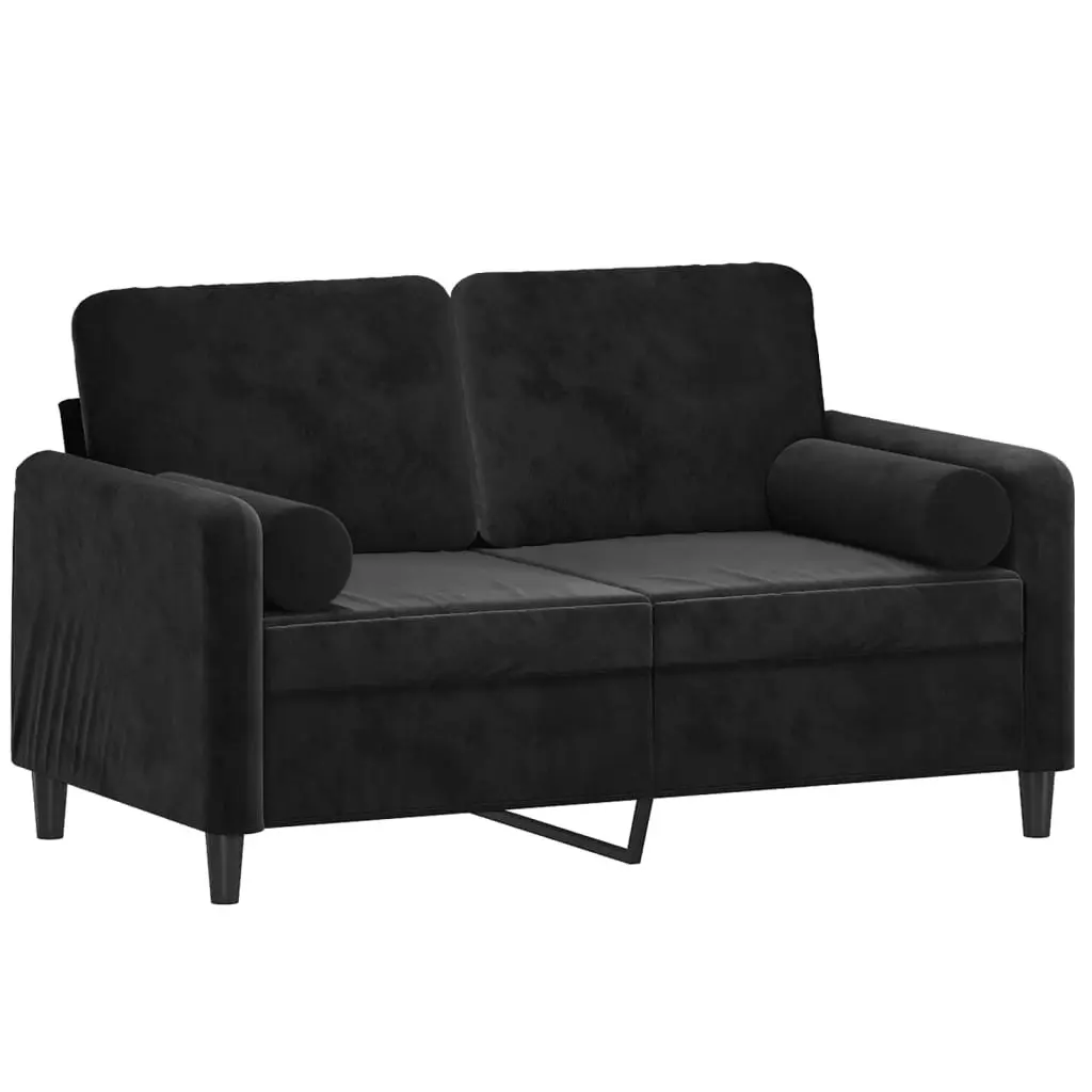 2-Seater Sofa with Throw Pillows Black 120 cm Velvet 3200876