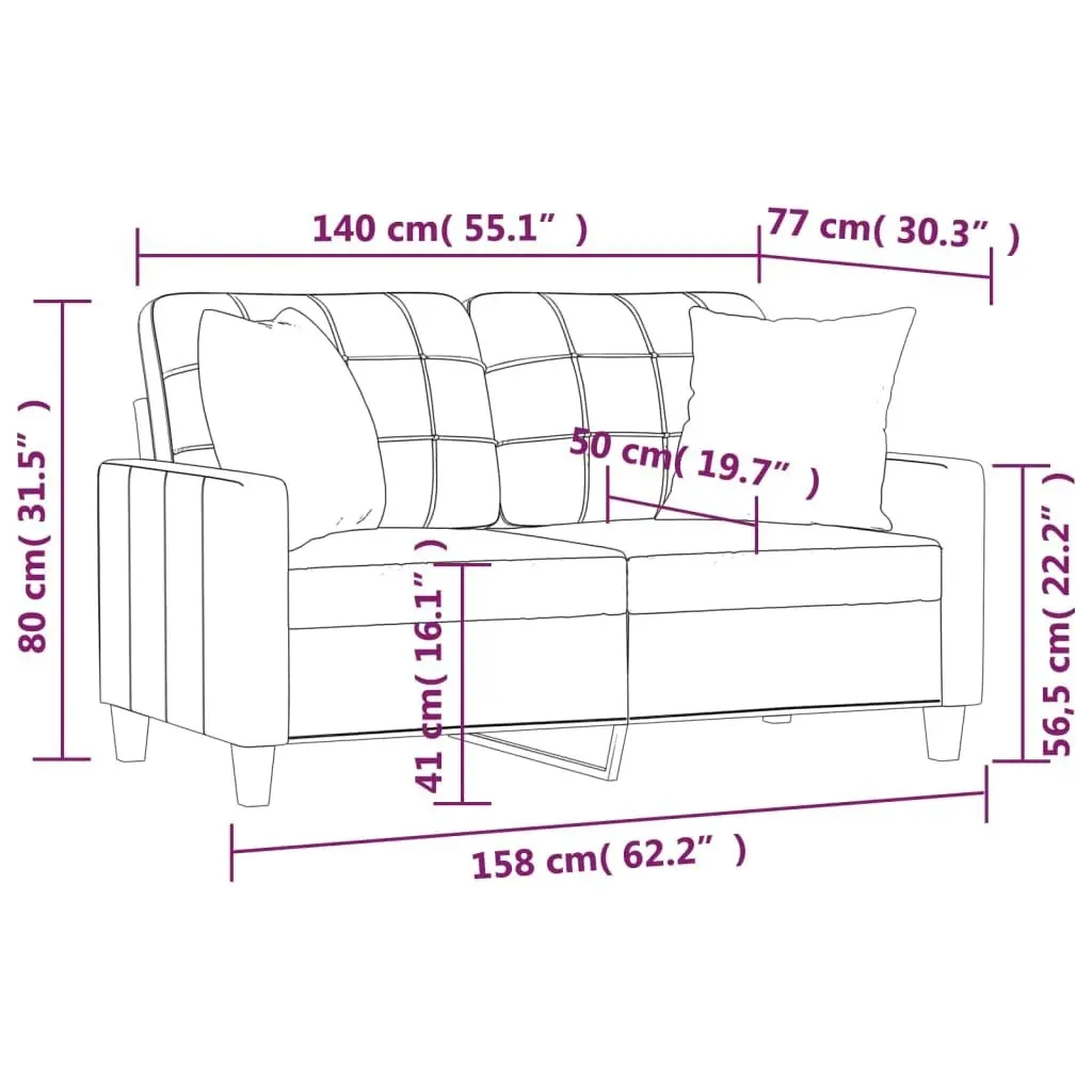 2-Seater Sofa with Throw Pillows Grey 140 cm Faux Leather 3200805