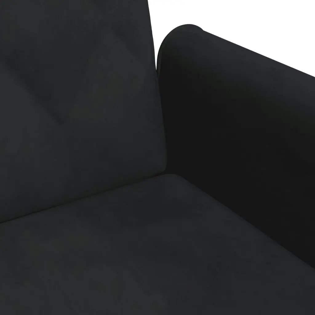 2-Seater Sofa Bed with Pillows and Footstool Black Velvet 3216222