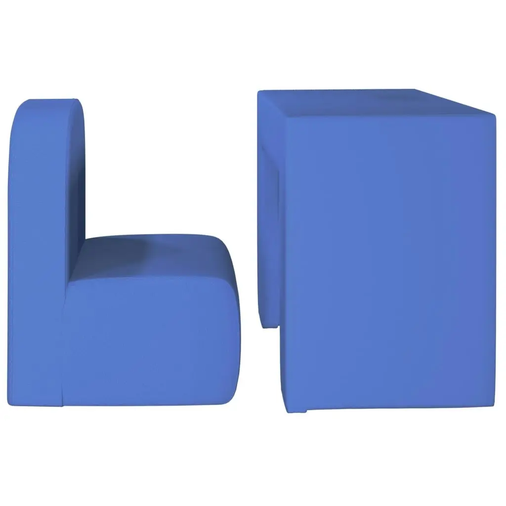 2-in-1 Children Sofa Blue Faux Leather 325519