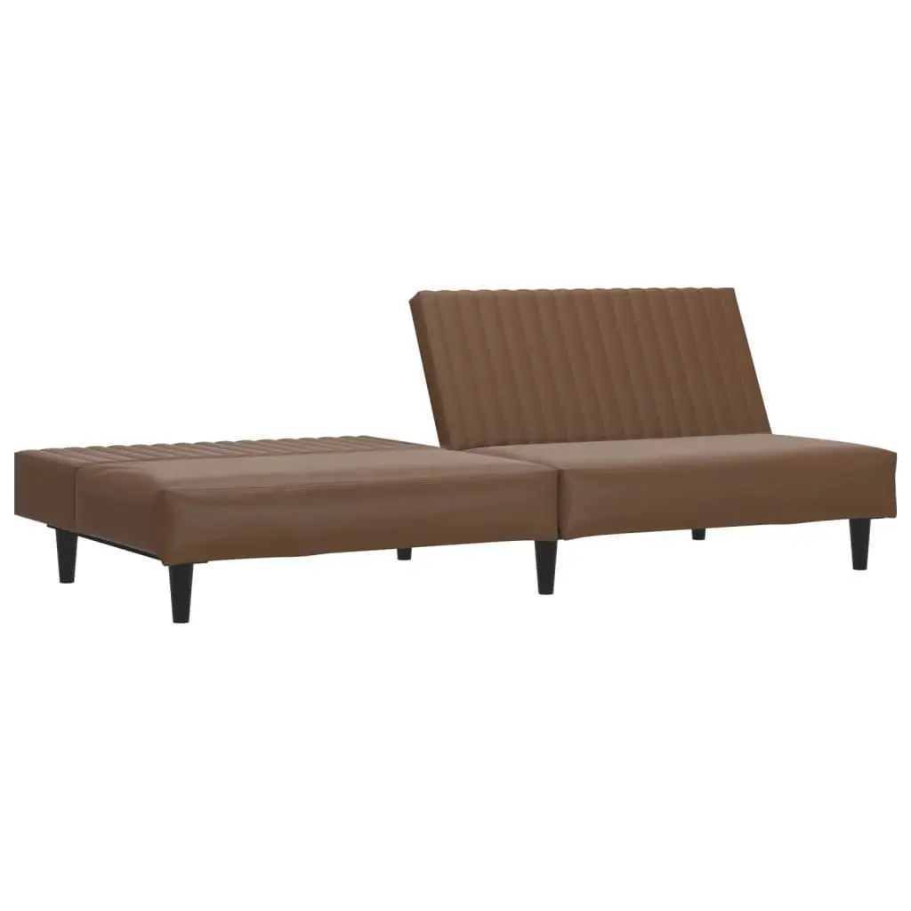 2-Seater Sofa Bed Brown Faux Leather 375948