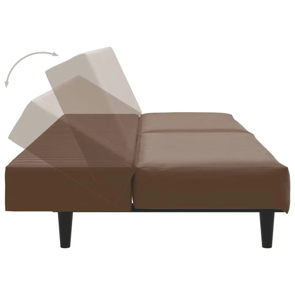 2-Seater Sofa Bed Brown Faux Leather 375948