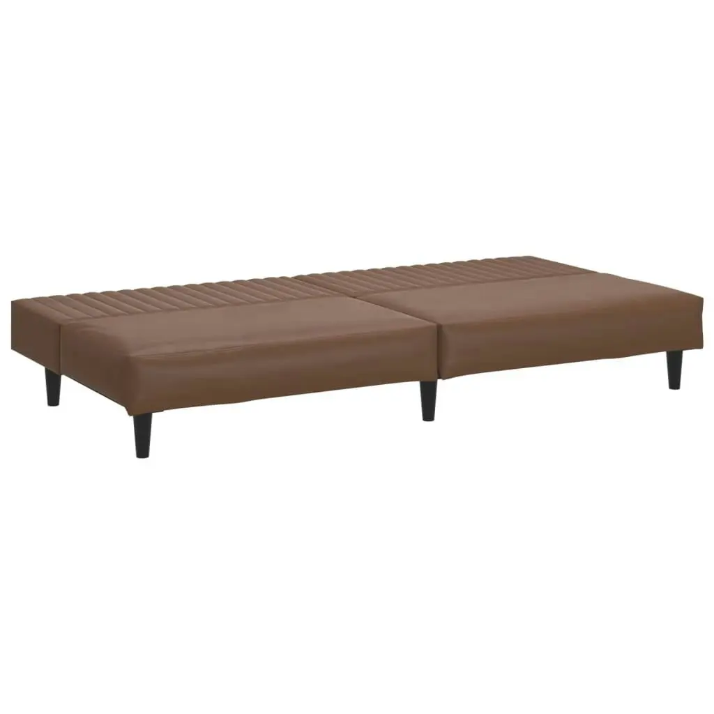 2-Seater Sofa Bed Brown Faux Leather 375948