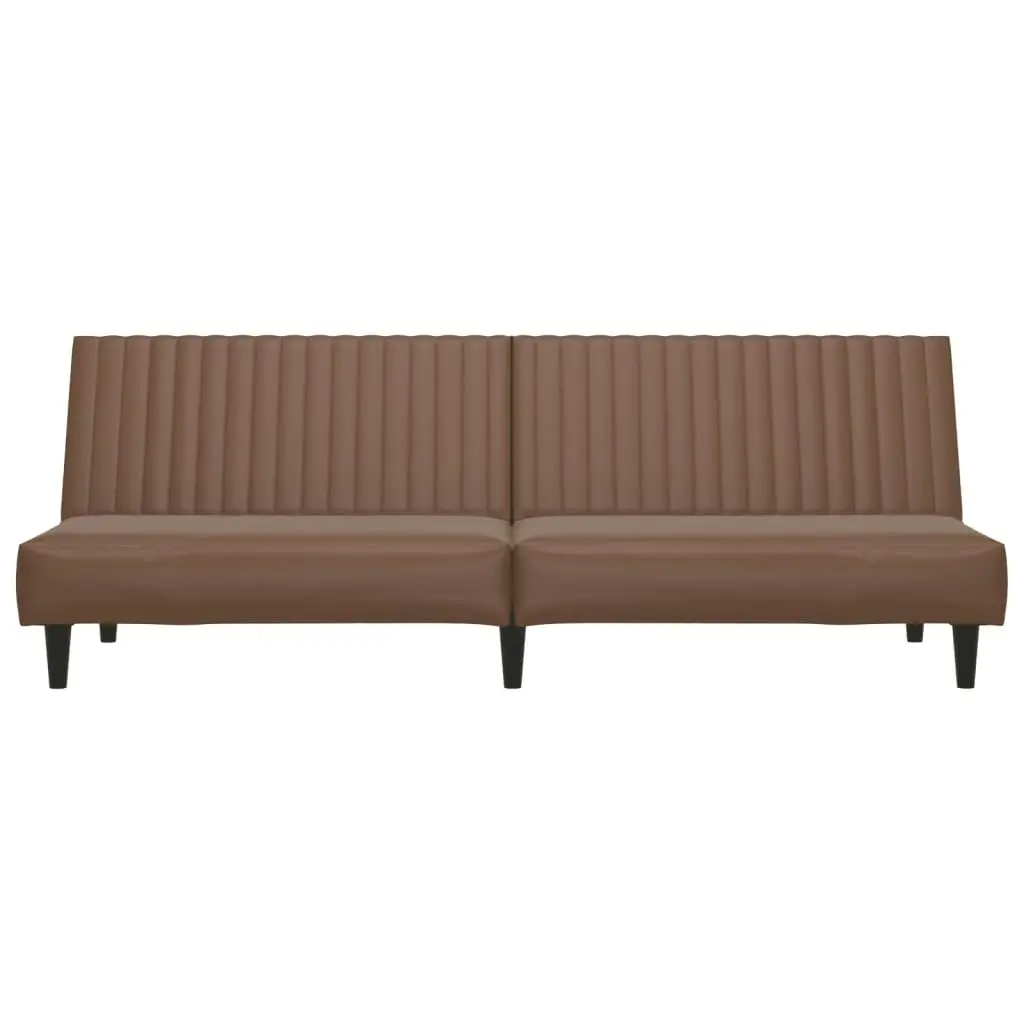 2-Seater Sofa Bed Brown Faux Leather 375948