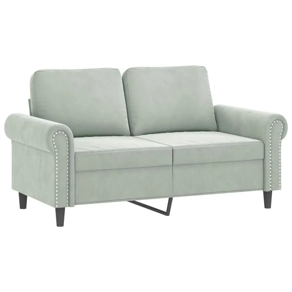 2-Seater Sofa with Throw Pillows Light Grey 120 cm Velvet 3200935