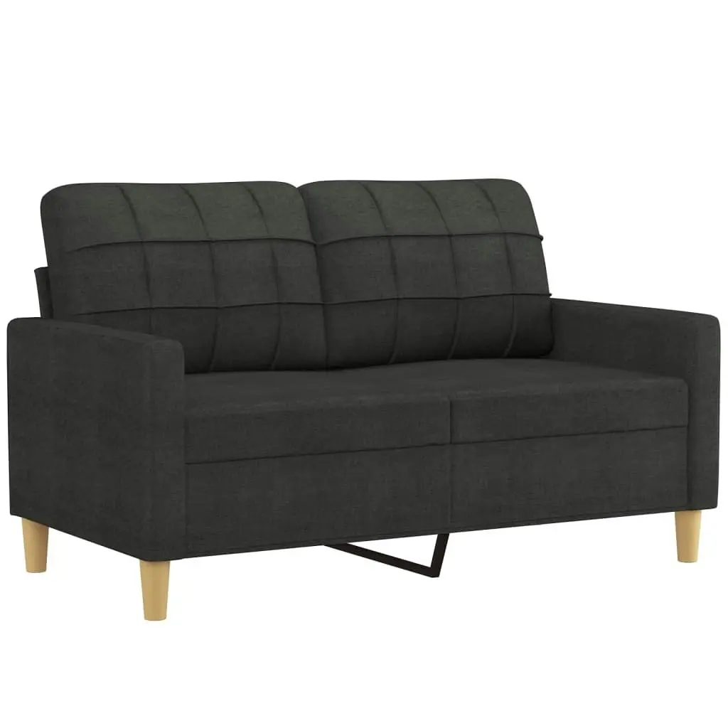 2 Piece Sofa Set with Pillows Black Fabric 3201294