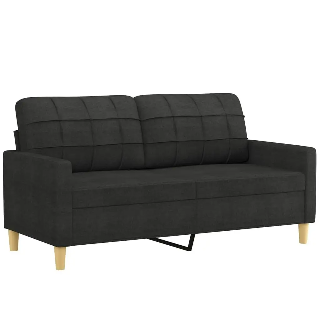 2 Piece Sofa Set with Pillows Black Fabric 3201294