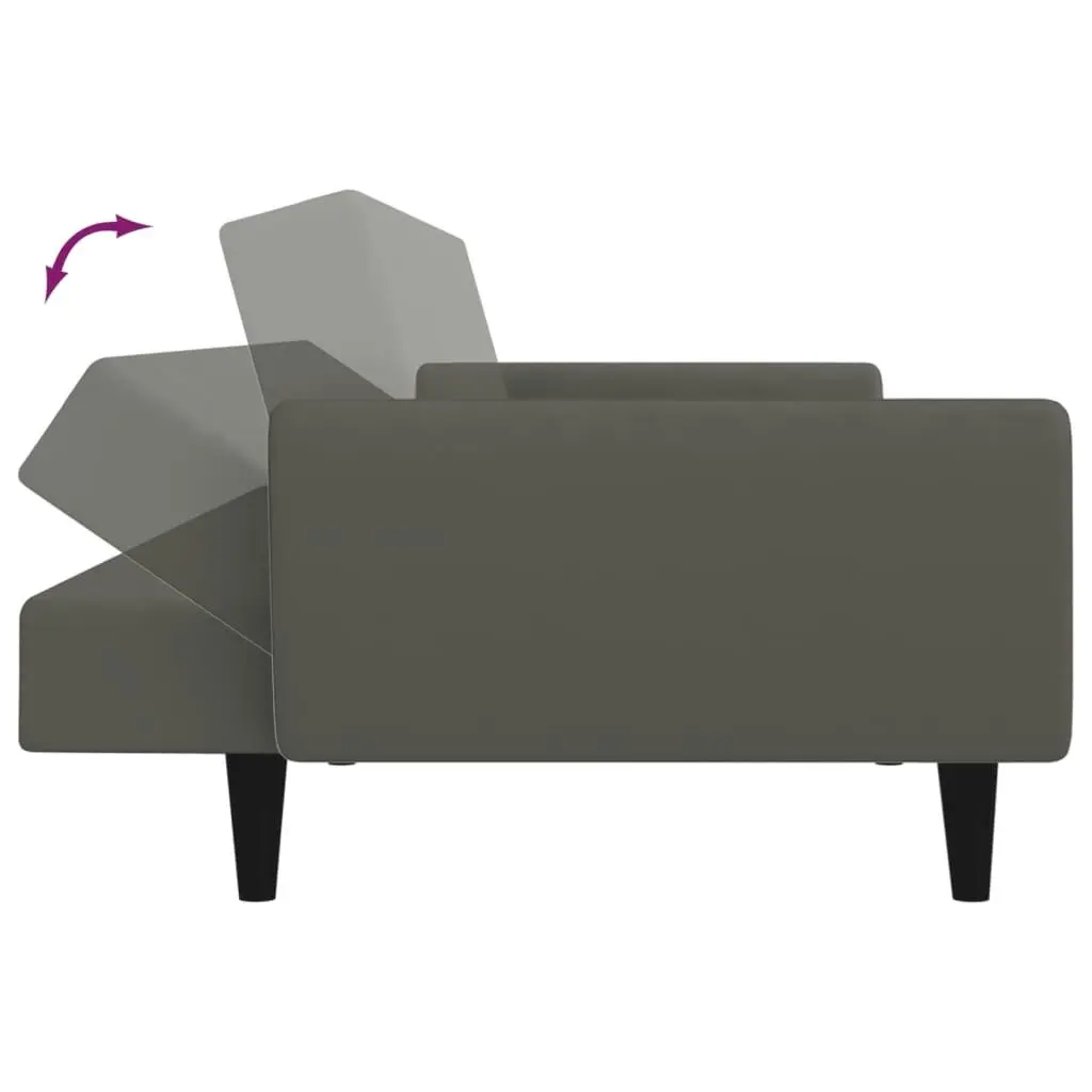 2-Seater Sofa Bed Dark Grey Velvet 375859