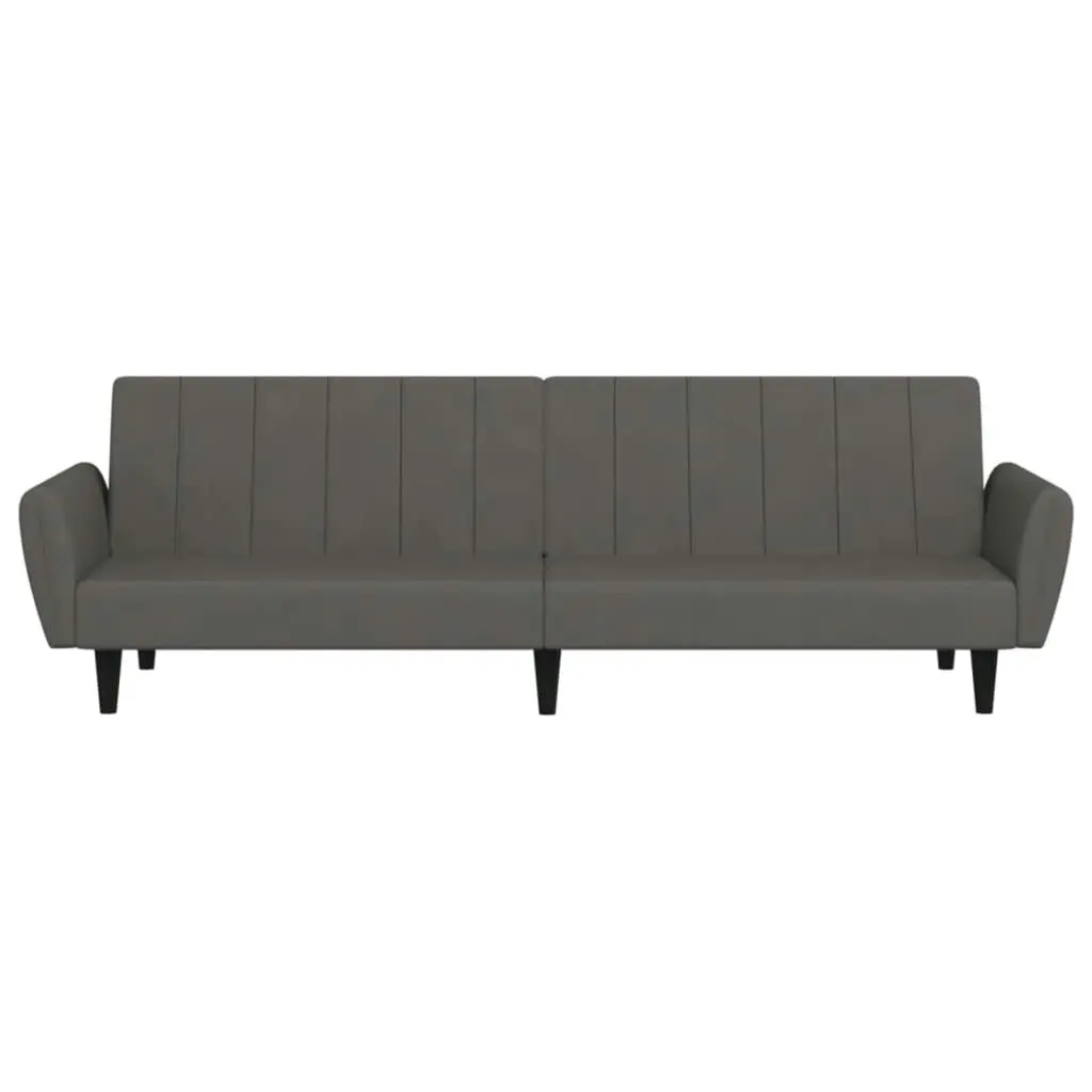 2-Seater Sofa Bed Dark Grey Velvet 375859