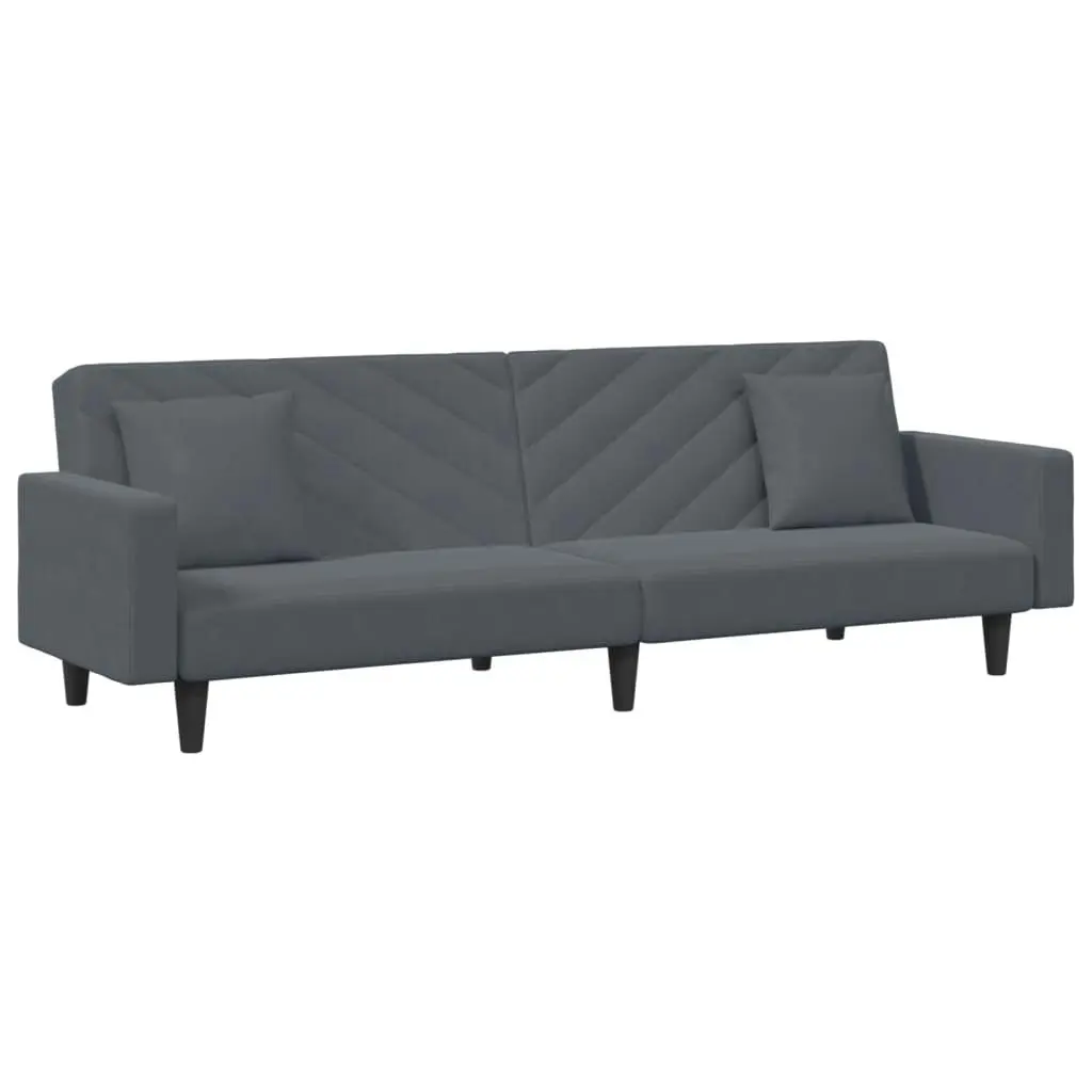 2 Piece Sofa Set with Pillows Dark Grey Velvet 3216269