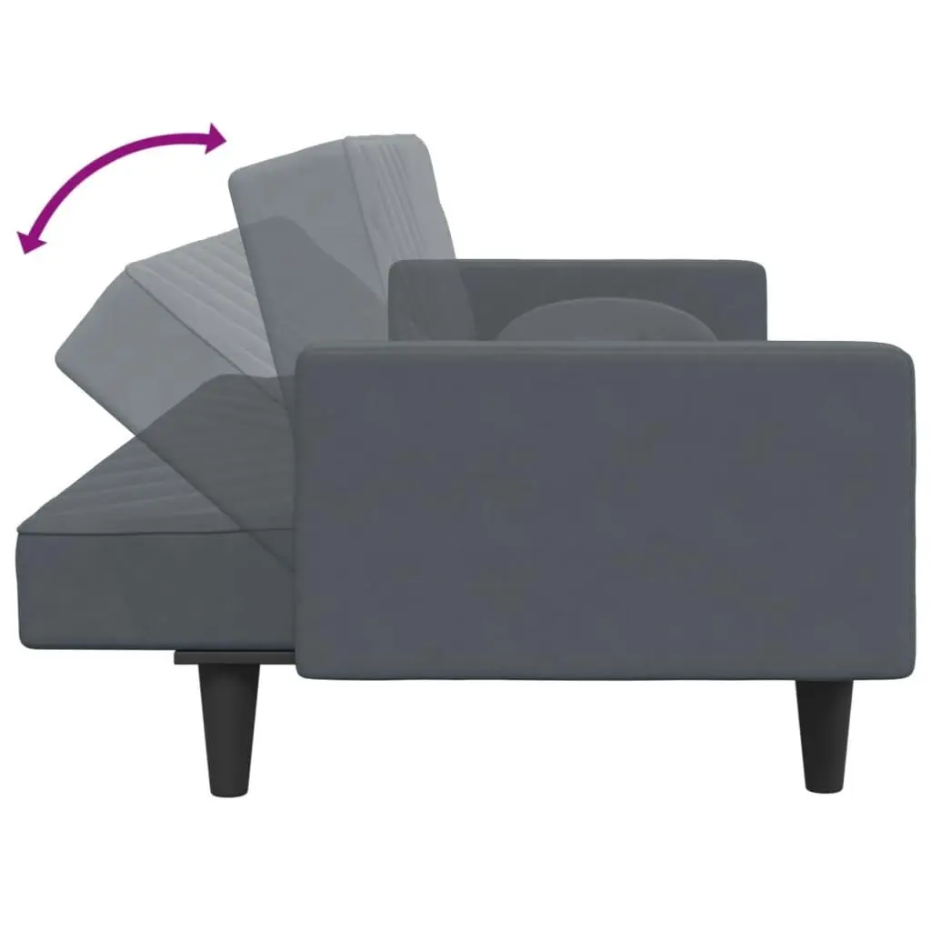 2 Piece Sofa Set with Pillows Dark Grey Velvet 3216269