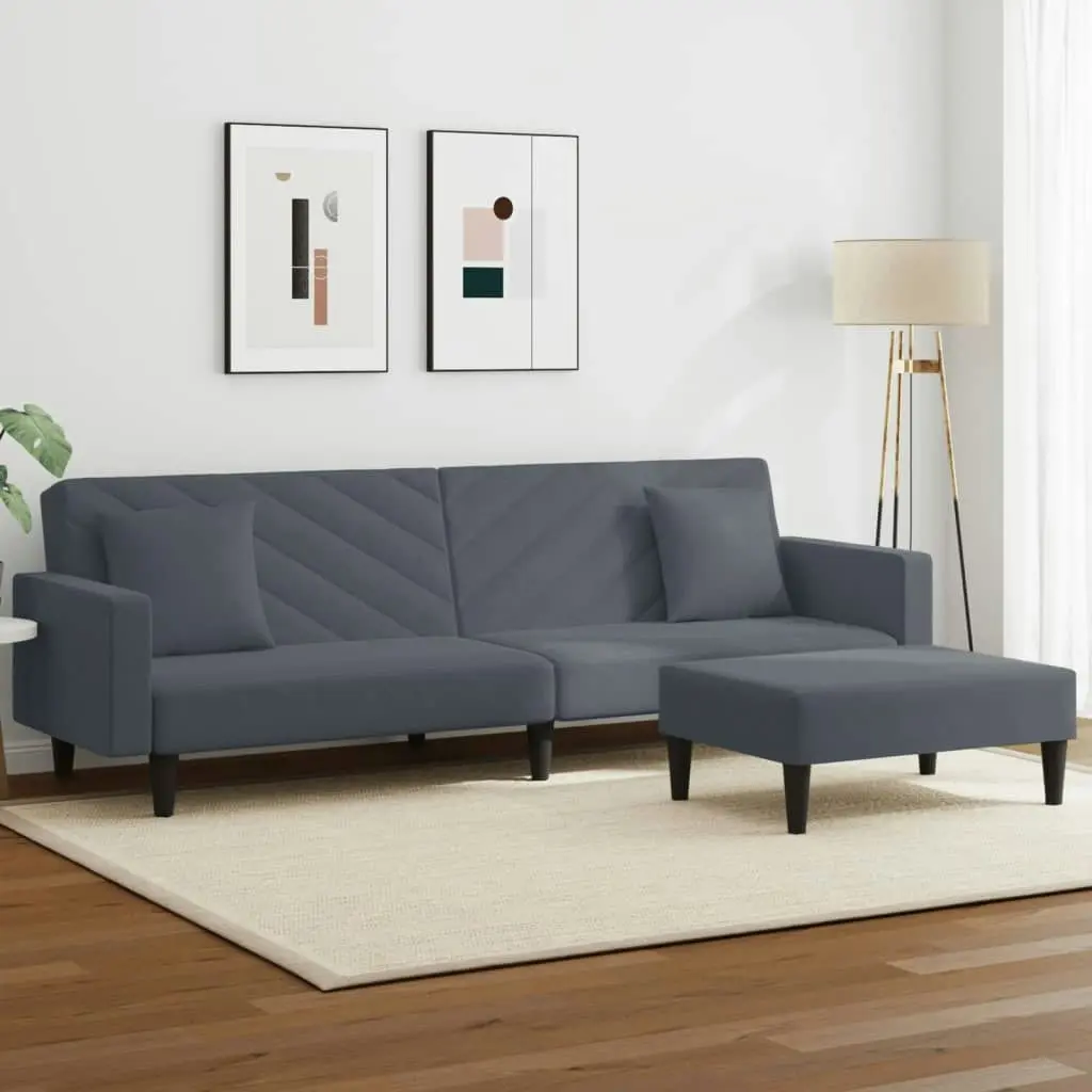 2 Piece Sofa Set with Pillows Dark Grey Velvet 3216269