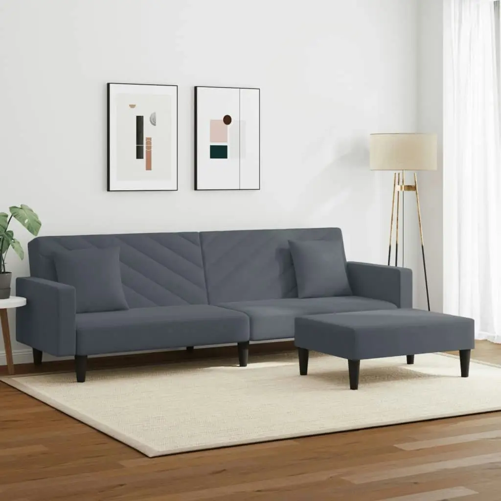 2 Piece Sofa Set with Pillows Dark Grey Velvet 3216269