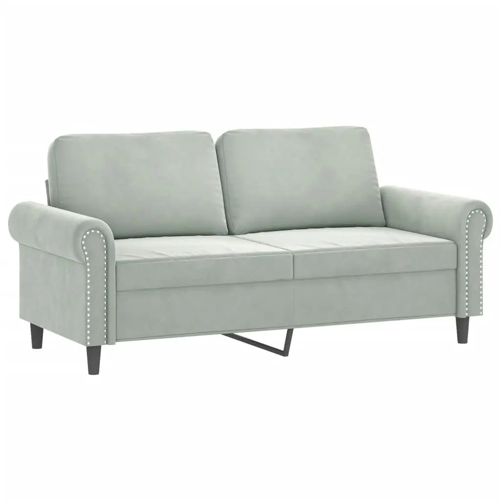 2 Piece Sofa Set with Pillows Light Grey Velvet 3202230