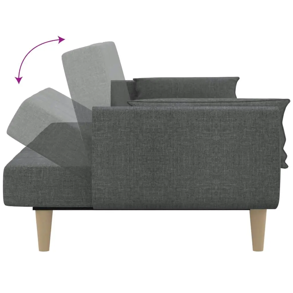 2-Seater Sofa Bed with Two Pillows Light Grey Fabric 375869