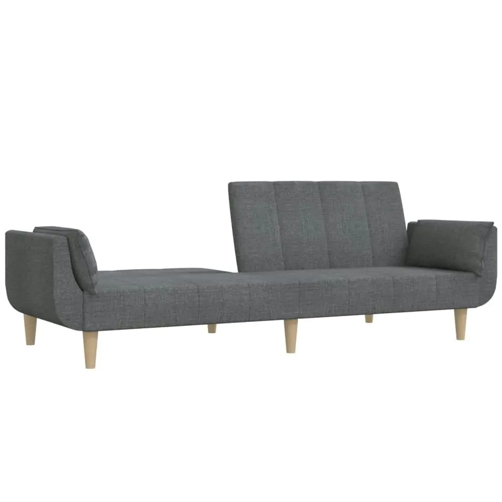 2-Seater Sofa Bed with Two Pillows Light Grey Fabric 375869