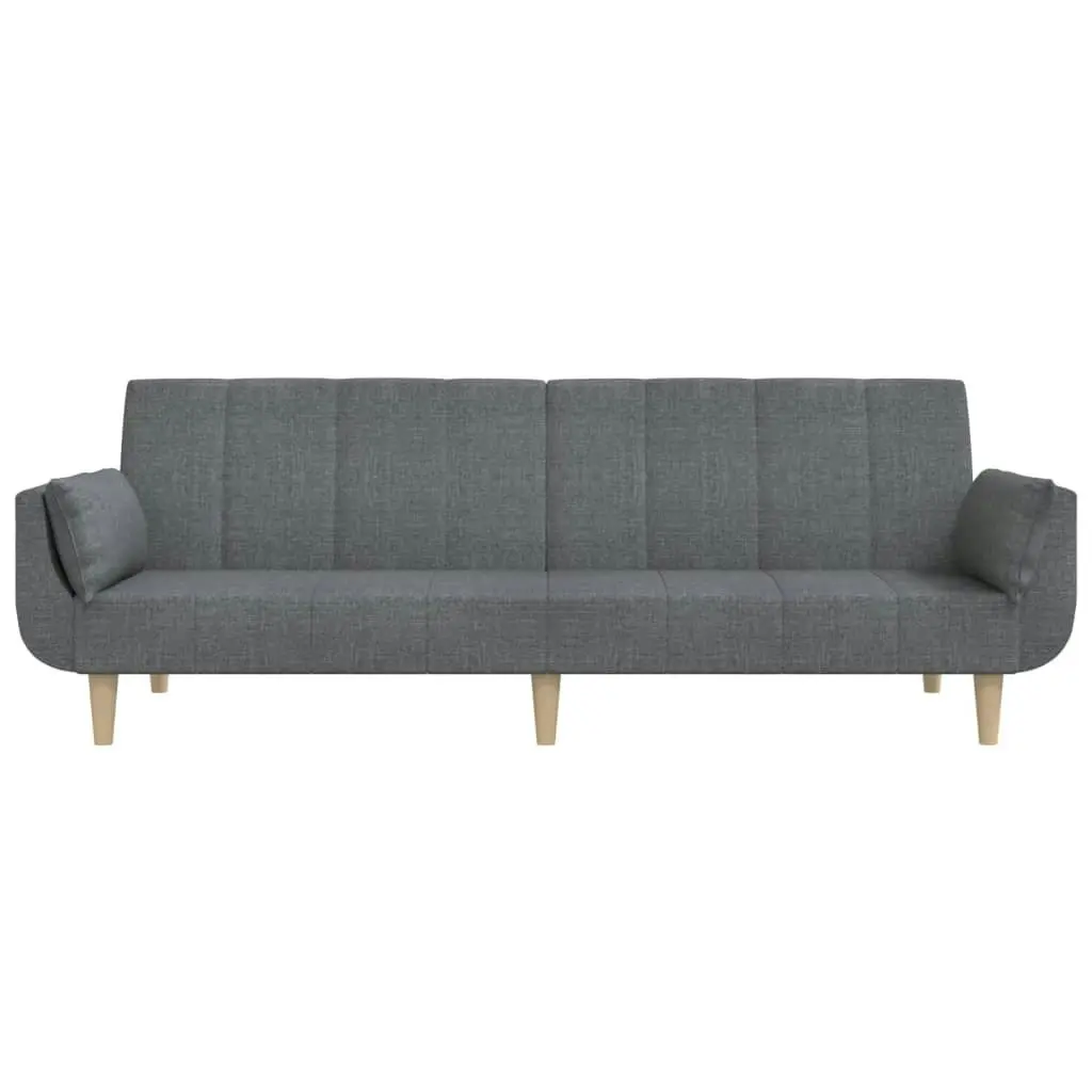 2-Seater Sofa Bed with Two Pillows Light Grey Fabric 375869