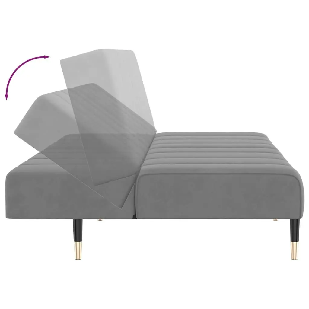 2-Seater Sofa Bed Light Grey Velvet 375874