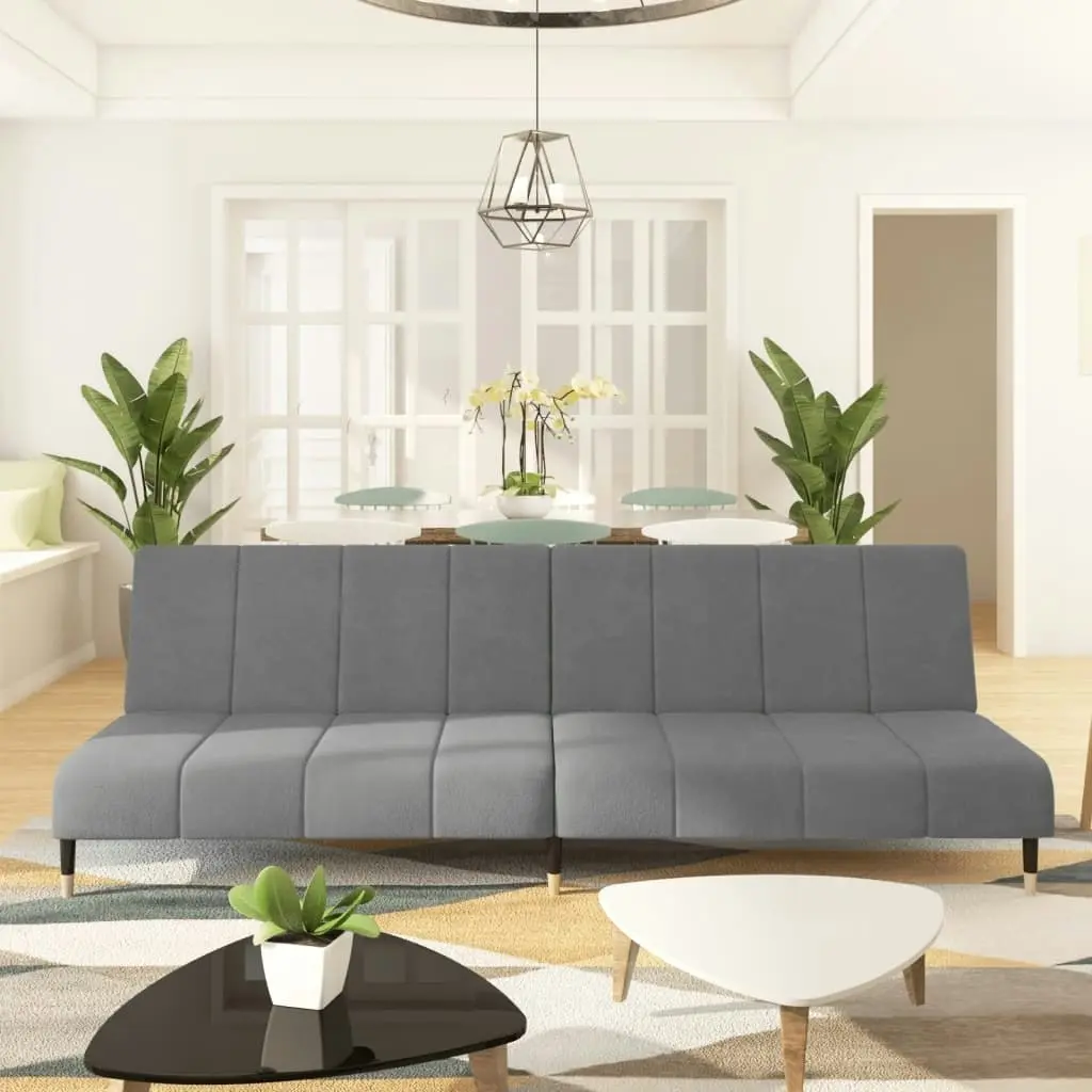 2-Seater Sofa Bed Light Grey Velvet 375874