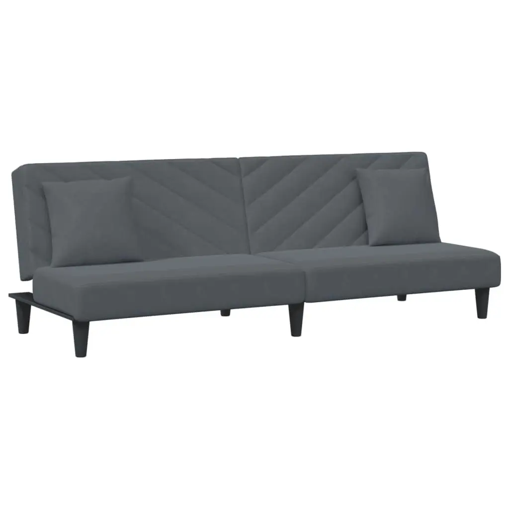 2 Piece Sofa Set with Pillows Dark Grey Velvet 3216263