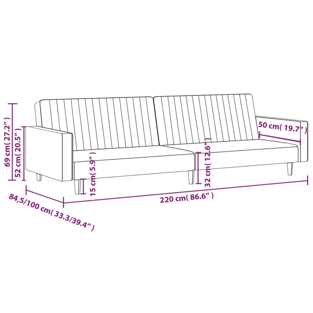 2-Seater Sofa Bed Black Velvet 375943