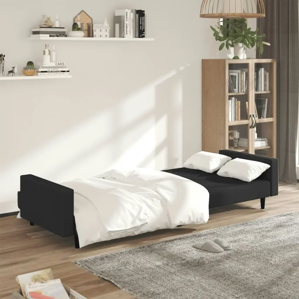 2-Seater Sofa Bed Black Velvet 375943