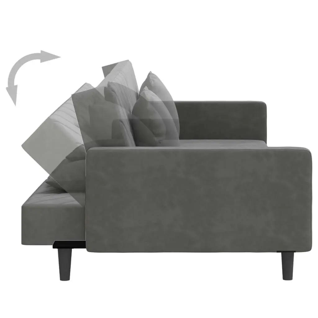 2-Seater Sofa Bed with Two Pillows Dark Grey Velvet 375919