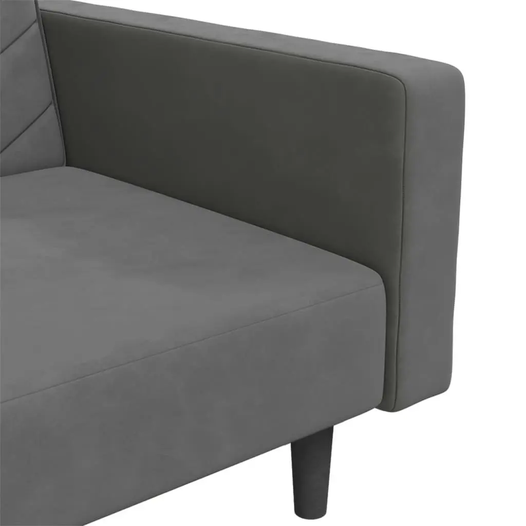 2-Seater Sofa Bed with Two Pillows Dark Grey Velvet 375919