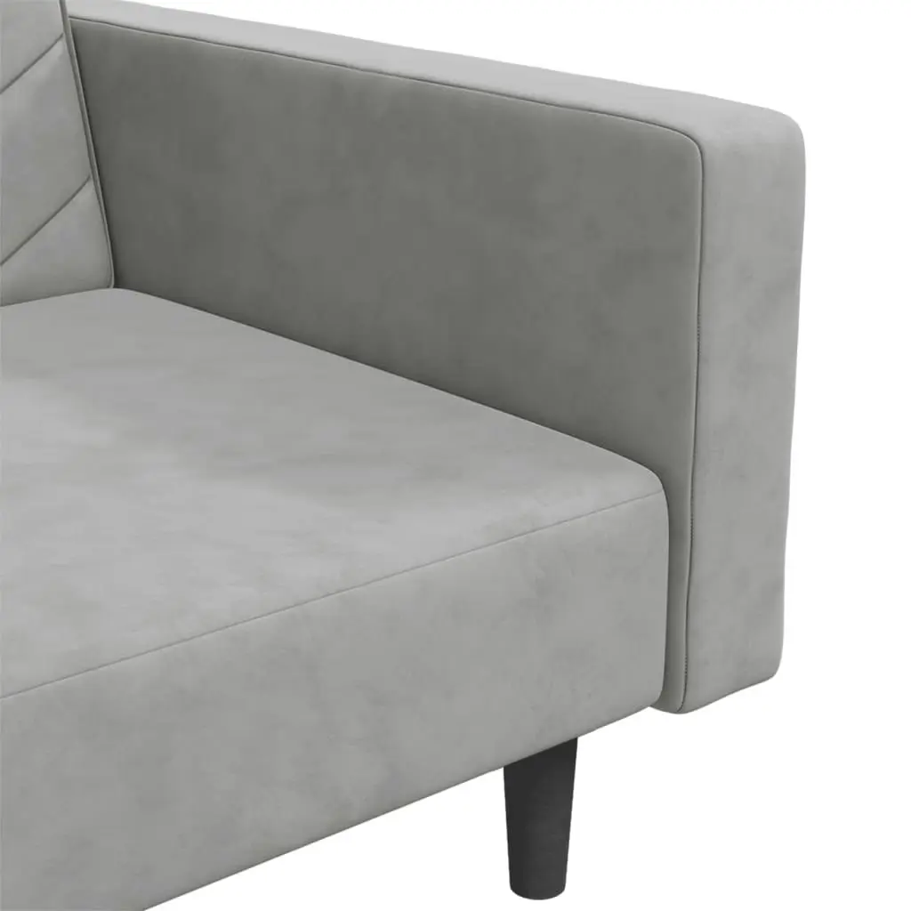 2-Seater Sofa Bed with Two Pillows Light Grey Velvet 375918