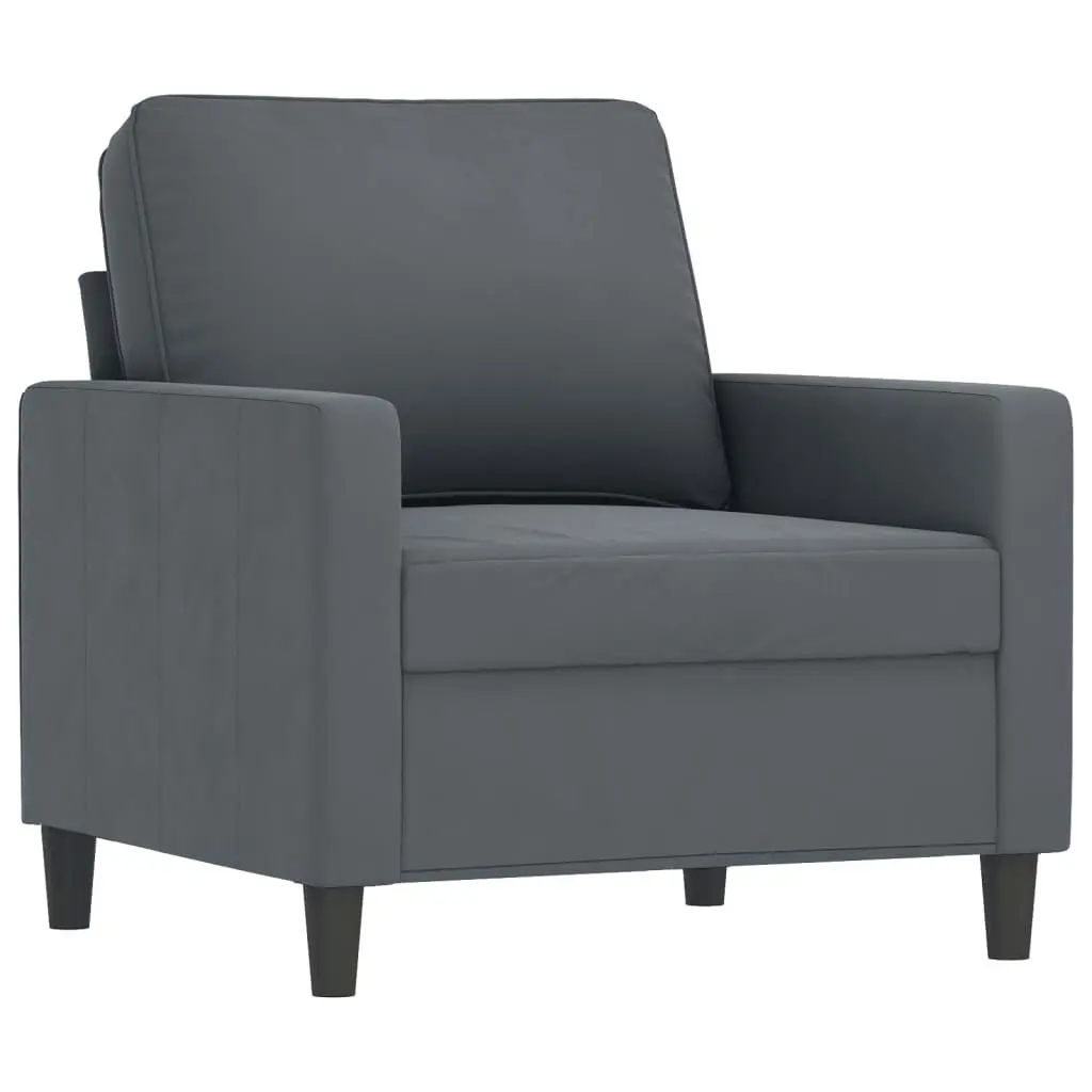 3 Piece Sofa Set with Cushions Dark Grey Velvet 3201477