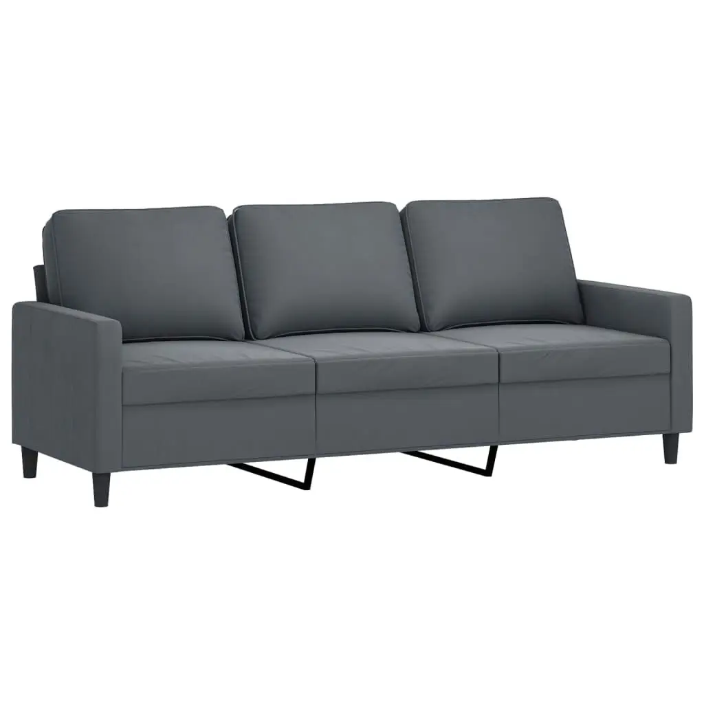 3 Piece Sofa Set with Cushions Dark Grey Velvet 3201477