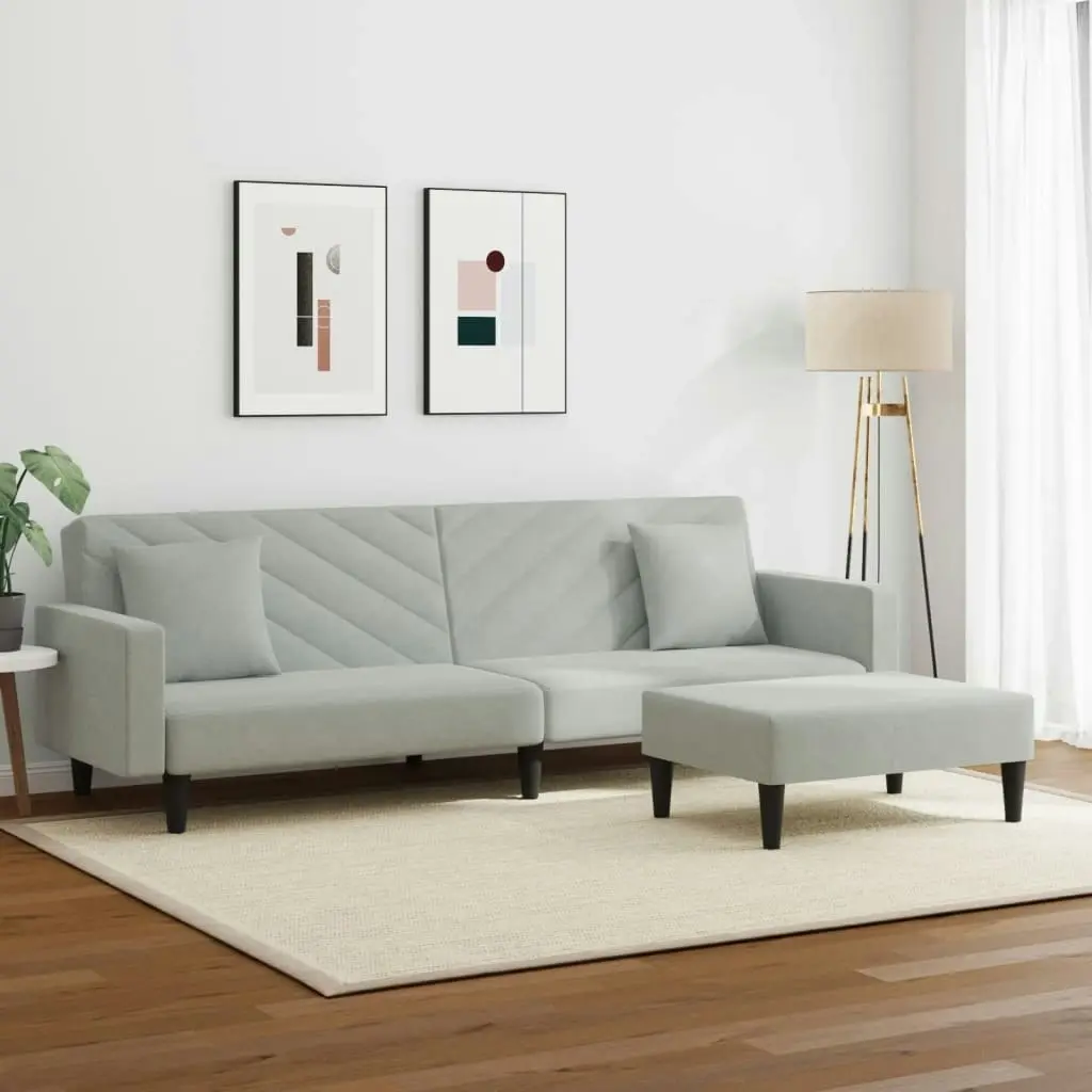 2 Piece Sofa Set with Pillows Light Grey Velvet 3216268