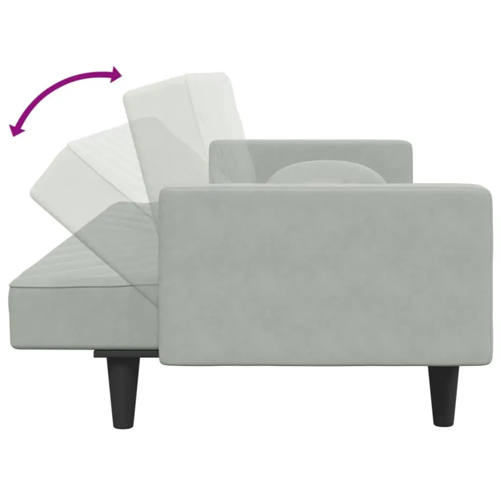 2 Piece Sofa Set with Pillows Light Grey Velvet 3216268