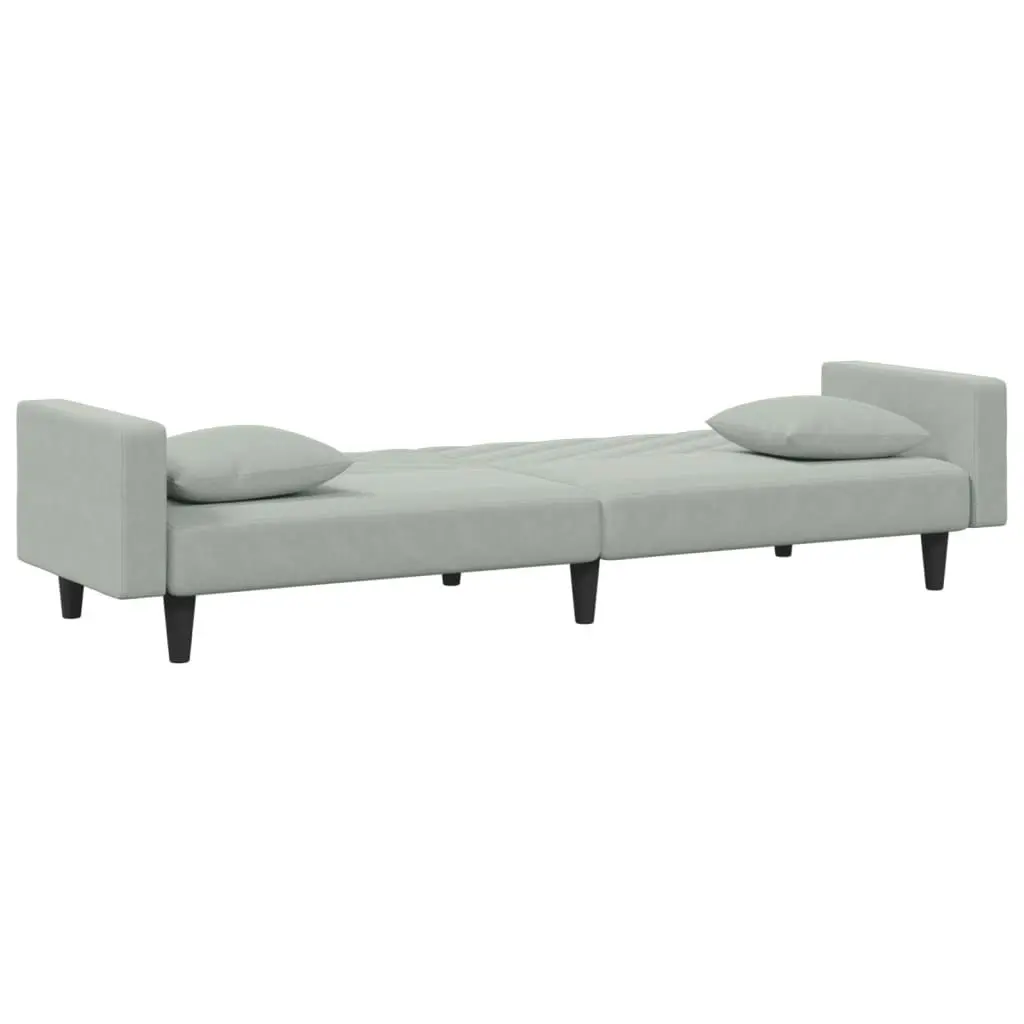 2 Piece Sofa Set with Pillows Light Grey Velvet 3216268