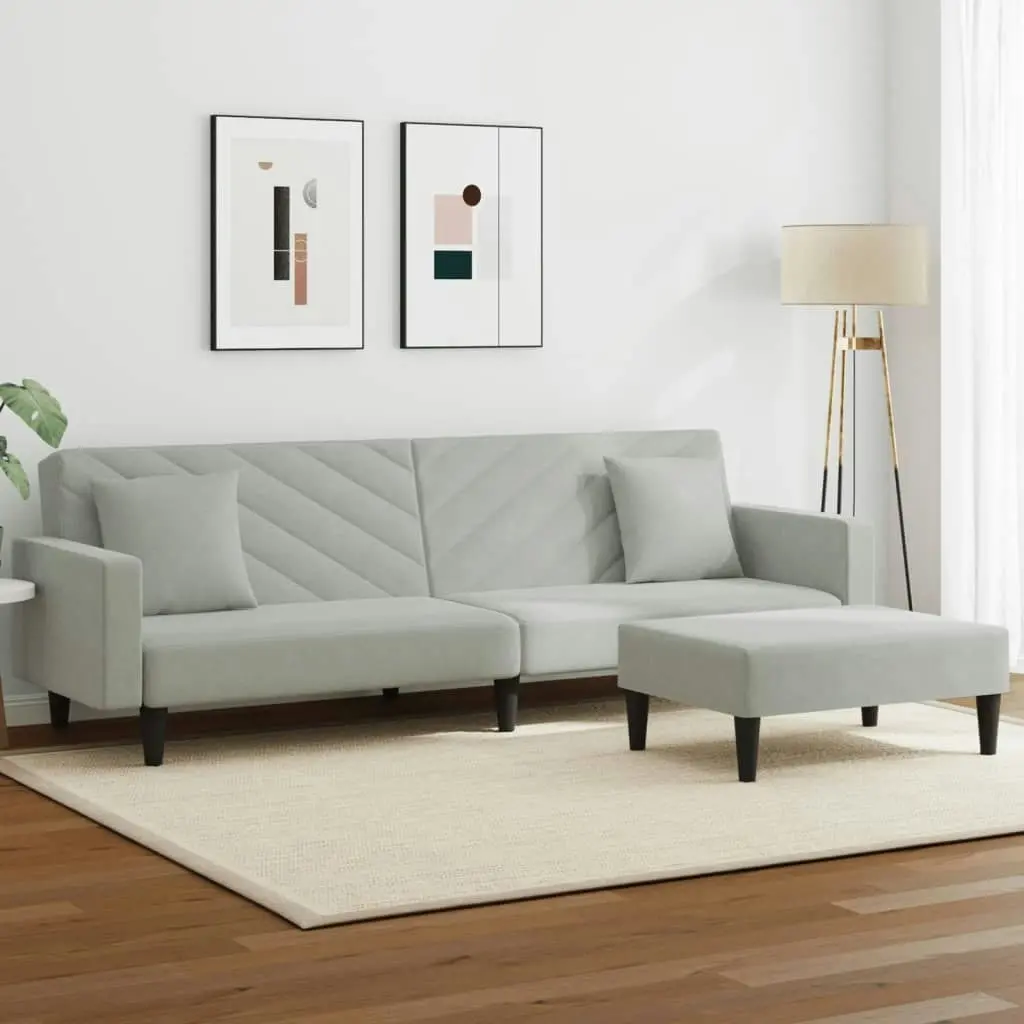 2 Piece Sofa Set with Pillows Light Grey Velvet 3216268