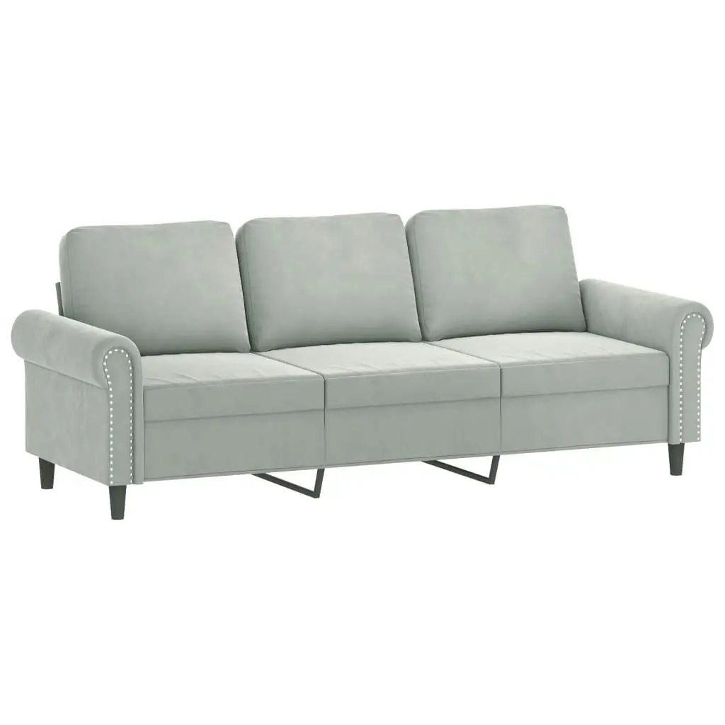 3 Piece Sofa Set with Cushions Light Grey Velvet 3202260