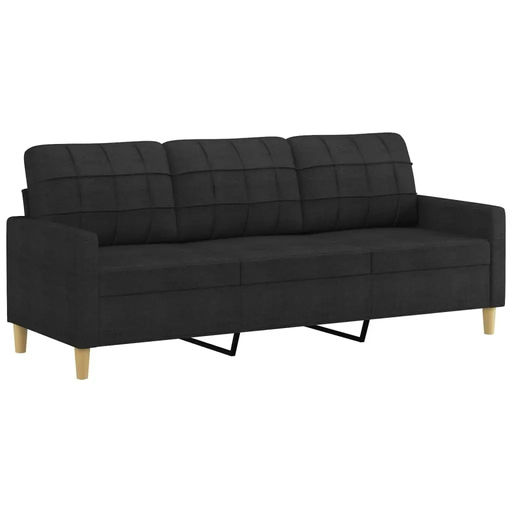 3 Piece Sofa Set with Cushions Black Fabric 3201246