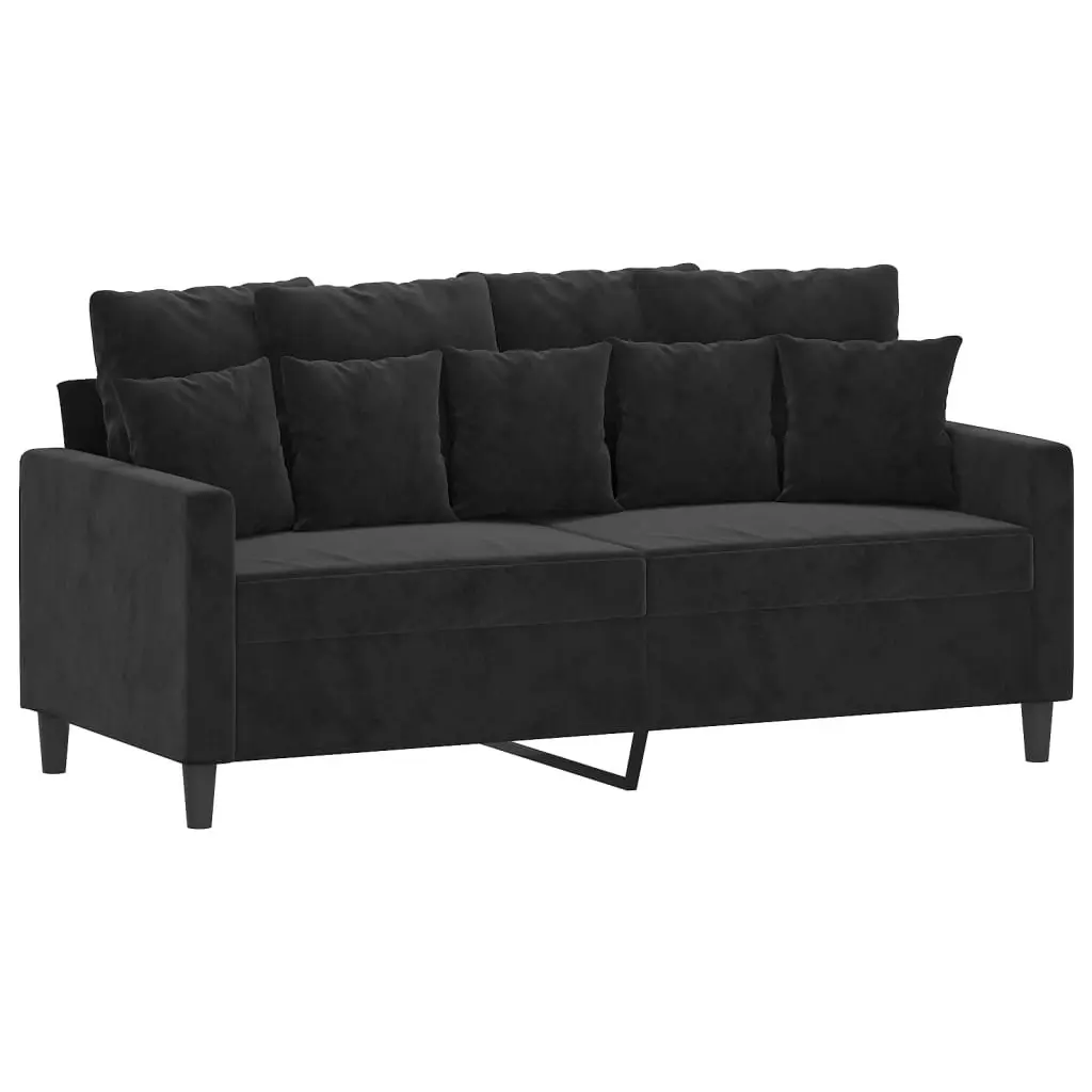 3 Piece Sofa Set with Cushions Black Velvet 3201715