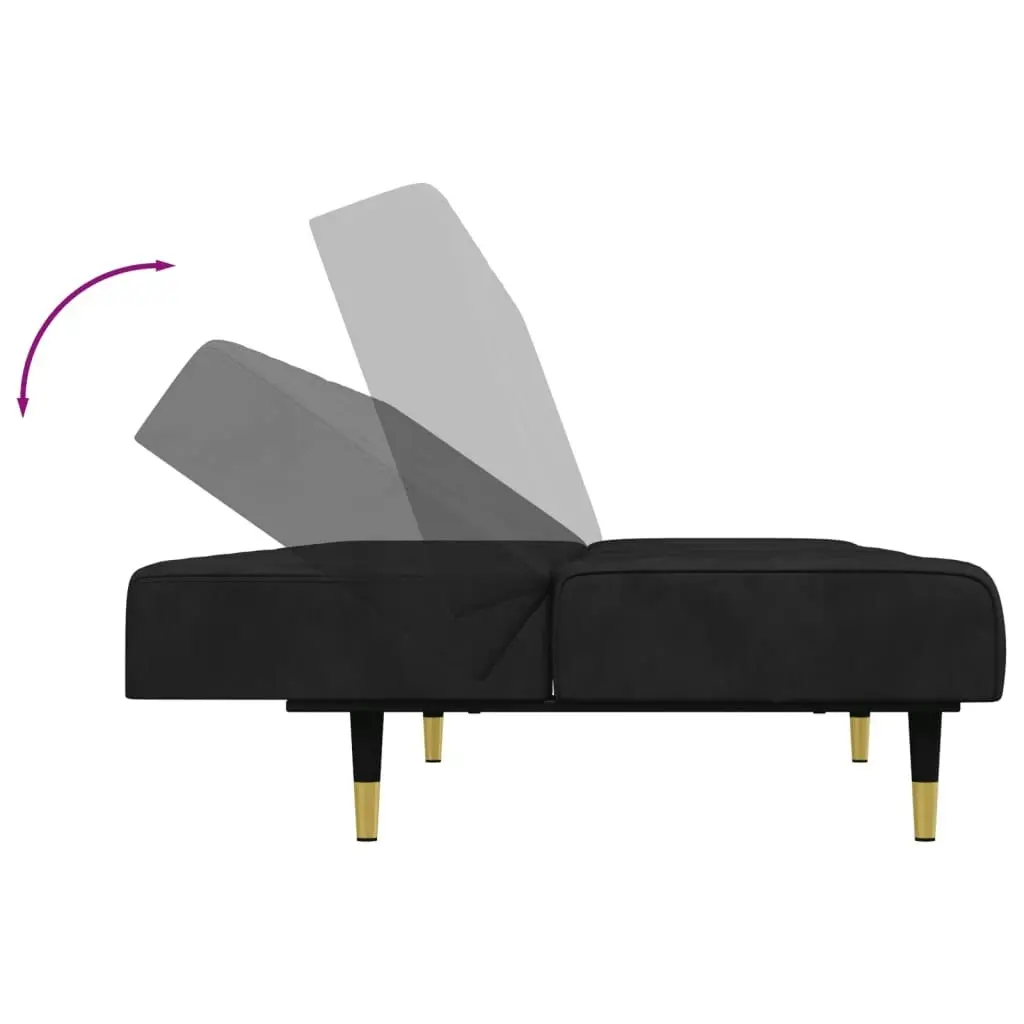 2 Piece Sofa Set Black Velvet 3216298