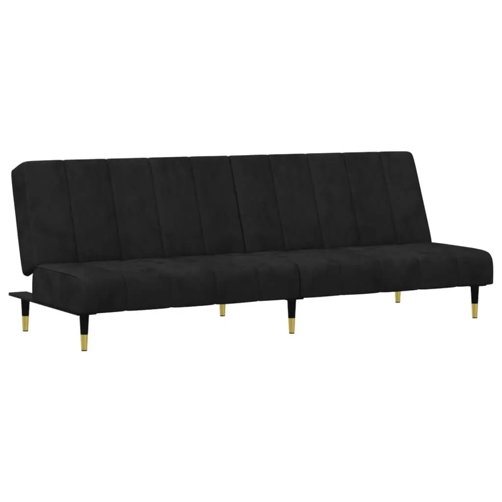 2 Piece Sofa Set Black Velvet 3216298