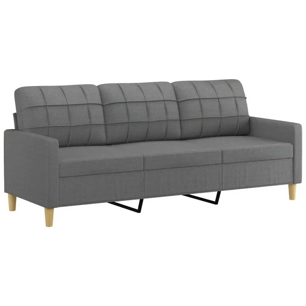 3 Piece Sofa Set with Cushions Dark Grey Fabric 3201243