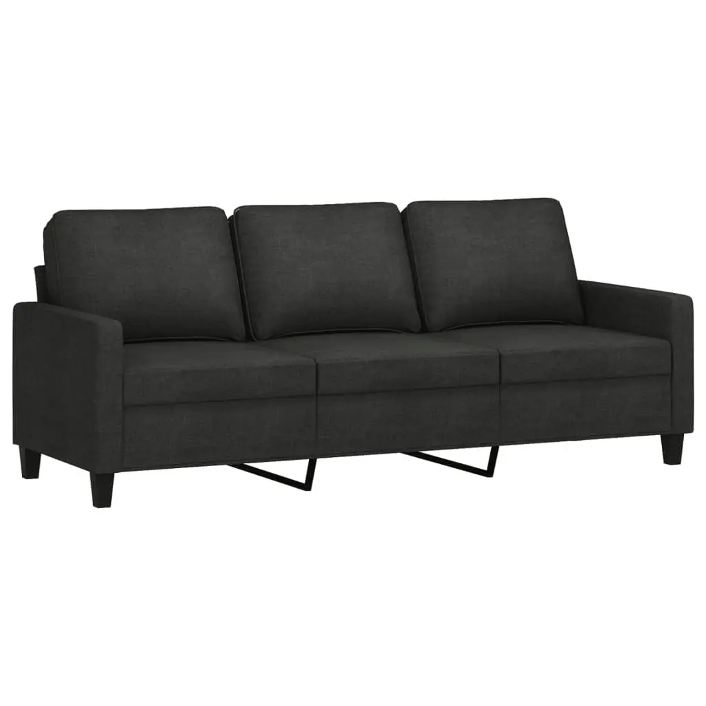 3 Piece Sofa Set with Cushions Black Fabric 3201432