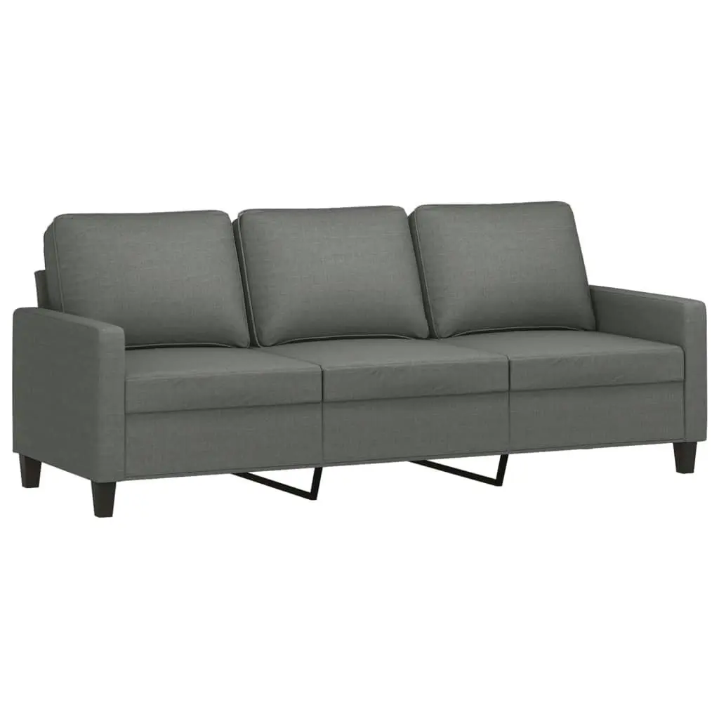 3 Piece Sofa Set with Cushions Dark Grey Fabric 3201429