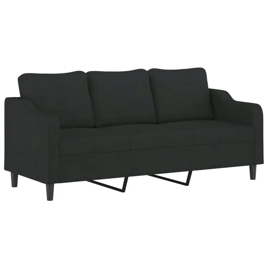 3 Piece Sofa Set with Cushions Black Fabric 3201774