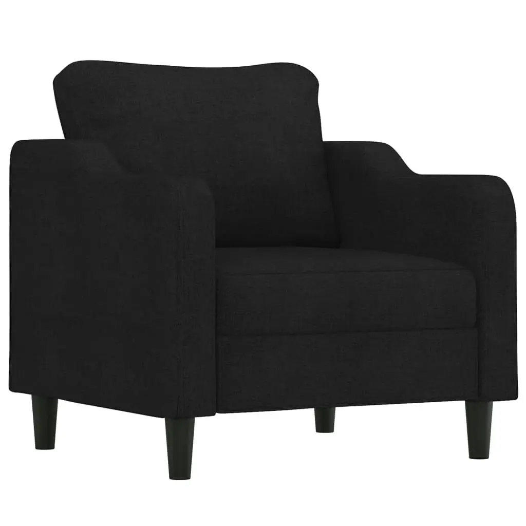 3 Piece Sofa Set with Cushions Black Fabric 3201774